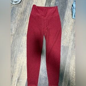 High-Waist Wine Red Leggings for Women